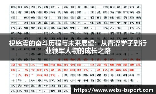 祝铭震的奋斗历程与未来展望：从青涩学子到行业领军人物的成长之路